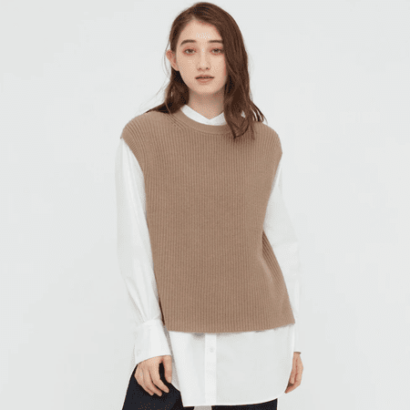 Uniqlo side slit vest looks chic and layers well in 50 degree weather