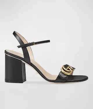 Marmont Leather GG Block-Heel Sandals