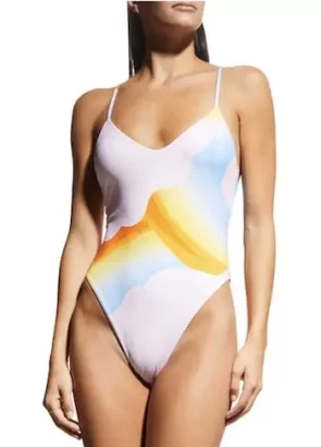 Chrishell V-Neck Rainbow-Print One-Piece Swimsuit - Best Quality Clothing Brands That Are Affordable 