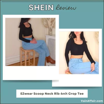 SHEIN EZwear Scoop Neck Rib-knit Crop Tee