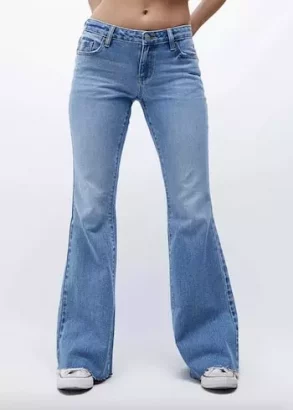 PacSun Medium Blue Low Rise Flare Jeans - Y2K Clothing Stores