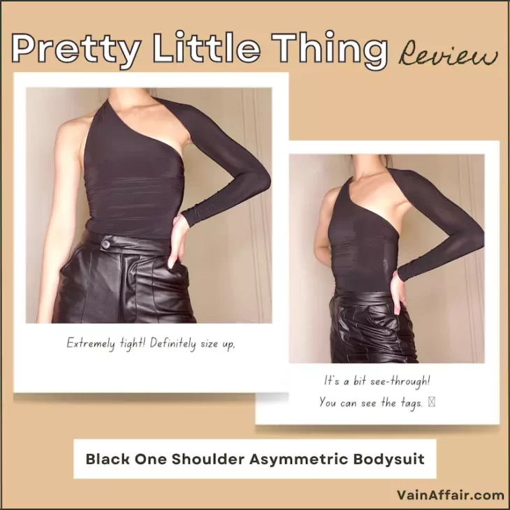 Black One Shoulder Asymmetric Bodysuit - Pretty Little Thing Review