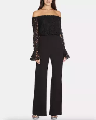 ADRIANNA PAPELL Off-The-Shoulder Lace Jumpsuit
