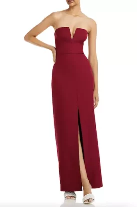 BCBGMAXAZRIA Strapless Crepe Gown - What to wear to a wedding as a guest female