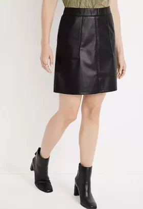 Faux Leather High Rise Skirt