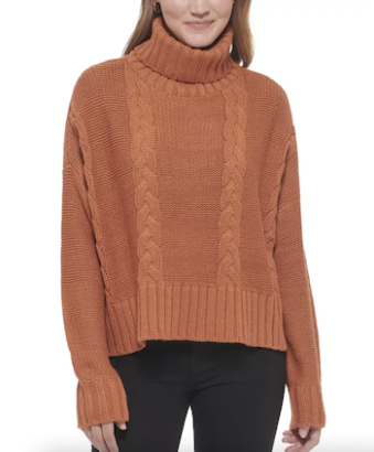 Cable-Knit Long-Sleeve Turtleneck Sweater