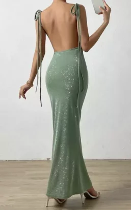 SHEIN Belle Knot Shoulder Backless Mermaid Hem Formal Dress - best summer dresses on shein