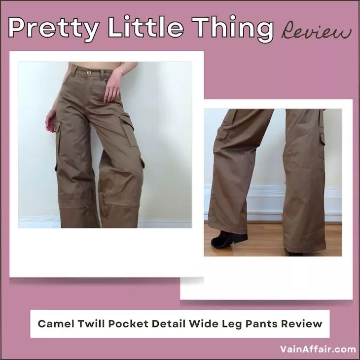 Camel Twill Pocket Detail Wide Leg Pants Review - is pretty little thing good quality