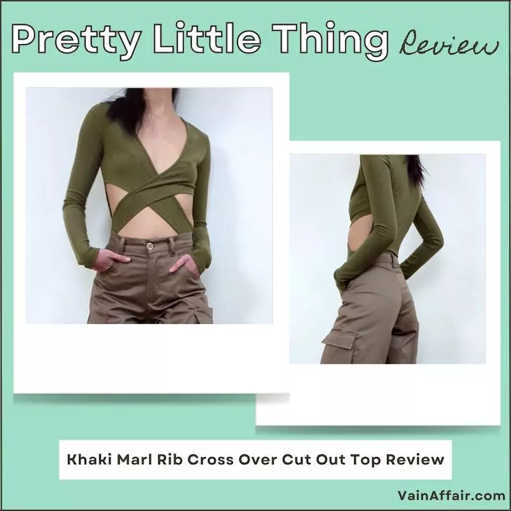 Khaki Marl Rib Cross Over Cut Out Top Review - is pretty little thing good quality