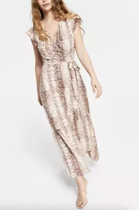 Snakeskin Print Wrap-Style Maxi Dress, Created for Macy's