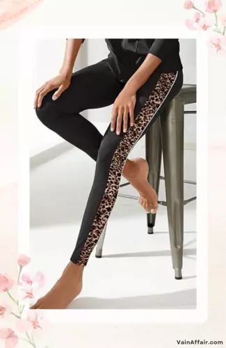 Leopard Printed Color Block Casual Leggings
