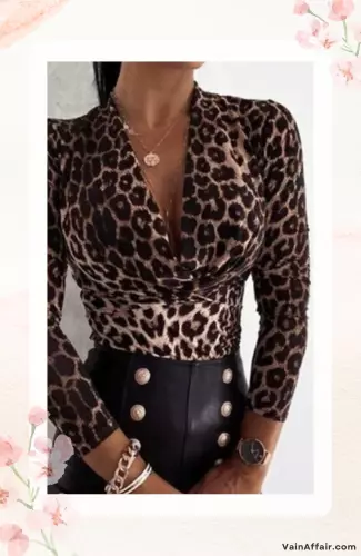 Classy V-neck Leopard Print Blouse