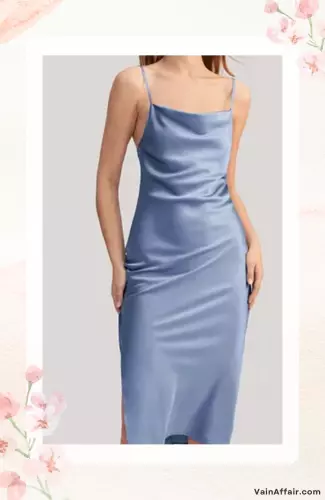 Elegant Alluring Cowl Neck Silk Dress for Women
