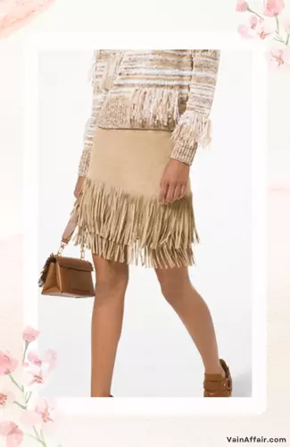 Fringed Suede Skirt