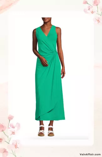 Women's Light Weight Cotton Modal Sleeveless Surplice Maxi Dress