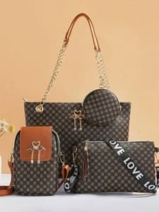 Fashion Embroidered Adjustable Strap Zipper Decorated Casual Tote Crossbody Mini Bag Set For Women