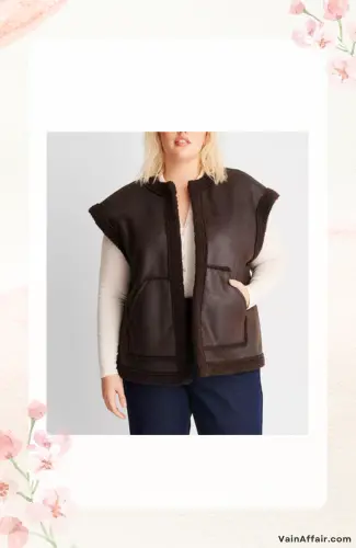 Faux Shearling Lined Leather Vest
