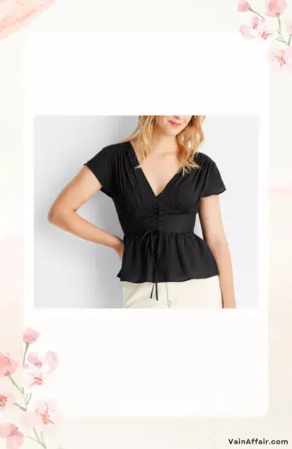 Short Sleeve V-Neck Corset Top - target future collective reese blutstein